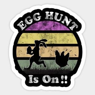 Retro Egg Hunt Is ON ! Funny Easter Sticker